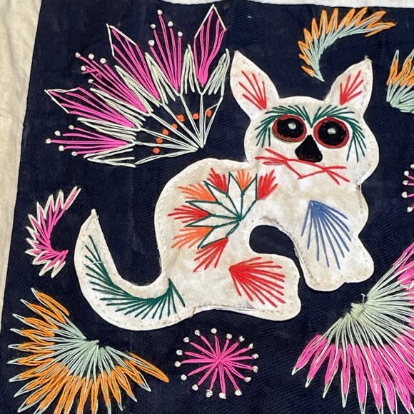 Vtg Bai Jia Bei Chinese Quilt Wall Hanging One Hundred Families Double Sided 3D - Picture 8 of 16